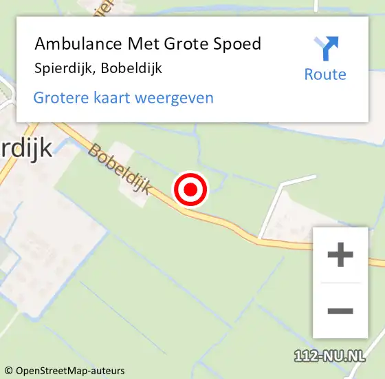Locatie op kaart van de 112 melding: Ambulance Met Grote Spoed Naar Spierdijk, Bobeldijk op 23 juni 2022 17:06
