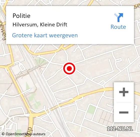 Locatie op kaart van de 112 melding: Politie Hilversum, Kleine Drift op 23 juni 2022 17:38