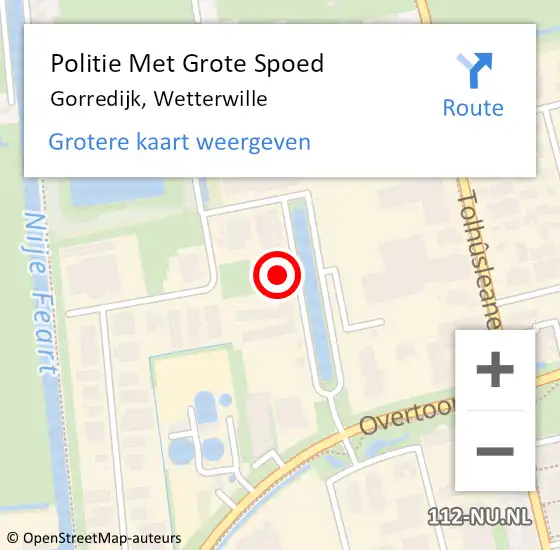 Locatie op kaart van de 112 melding: Politie Met Grote Spoed Naar Gorredijk, Wetterwille op 23 juni 2022 18:06