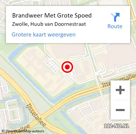Locatie op kaart van de 112 melding: Brandweer Met Grote Spoed Naar Zwolle, Huub van Doornestraat op 23 juni 2022 18:14