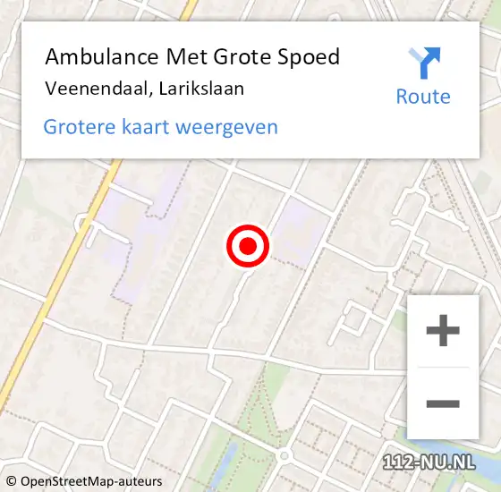 Locatie op kaart van de 112 melding: Ambulance Met Grote Spoed Naar Veenendaal, Larikslaan op 23 juni 2022 20:31