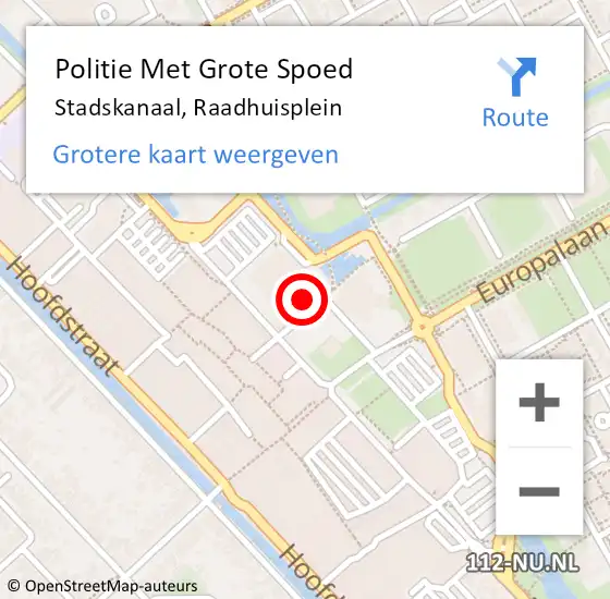 Locatie op kaart van de 112 melding: Politie Met Grote Spoed Naar Stadskanaal, Raadhuisplein op 23 juni 2022 21:30