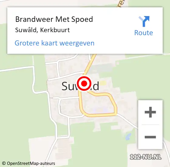 Locatie op kaart van de 112 melding: Brandweer Met Spoed Naar Suwâld, Kerkbuurt op 24 juni 2022 00:19