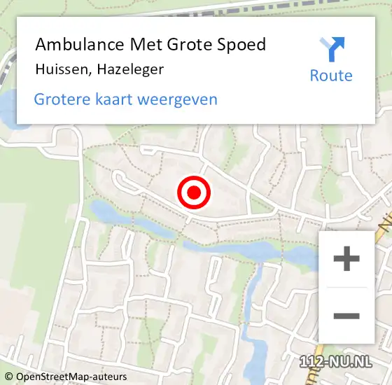 Locatie op kaart van de 112 melding: Ambulance Met Grote Spoed Naar Huissen, Hazeleger op 24 juni 2022 01:03