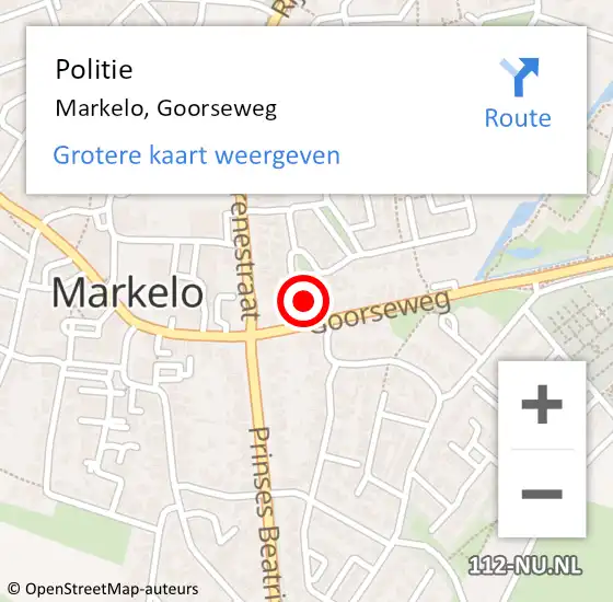 Locatie op kaart van de 112 melding: Politie Markelo, Goorseweg op 24 juni 2022 02:14
