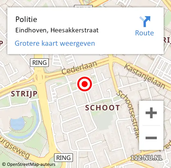 Locatie op kaart van de 112 melding: Politie Eindhoven, Heesakkerstraat op 24 juni 2022 07:02