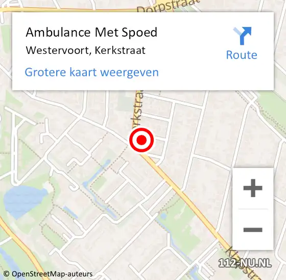 Locatie op kaart van de 112 melding: Ambulance Met Spoed Naar Westervoort, Kerkstraat op 24 juni 2022 09:02