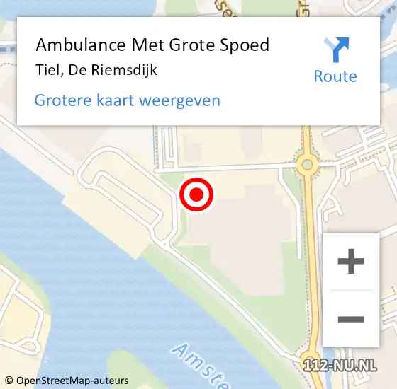 Locatie op kaart van de 112 melding: Ambulance Met Grote Spoed Naar Tiel, De Riemsdijk op 24 juni 2022 10:15