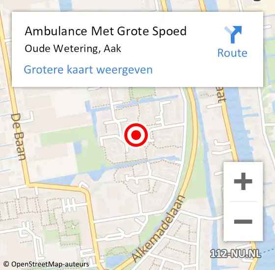 Locatie op kaart van de 112 melding: Ambulance Met Grote Spoed Naar Oude Wetering, Aak op 24 juni 2022 11:46