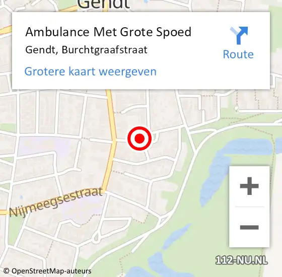 Locatie op kaart van de 112 melding: Ambulance Met Grote Spoed Naar Gendt, Burchtgraafstraat op 24 juni 2022 11:54