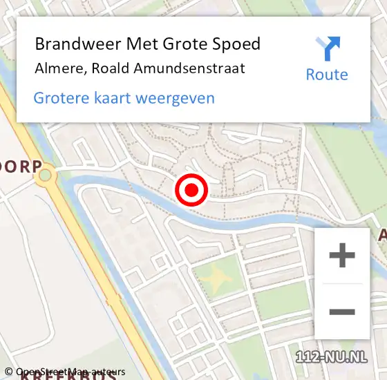 Locatie op kaart van de 112 melding: Brandweer Met Grote Spoed Naar Almere, Roald Amundsenstraat op 9 oktober 2013 03:42