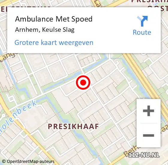 Locatie op kaart van de 112 melding: Ambulance Met Spoed Naar Arnhem, Keulse Slag op 24 juni 2022 13:55