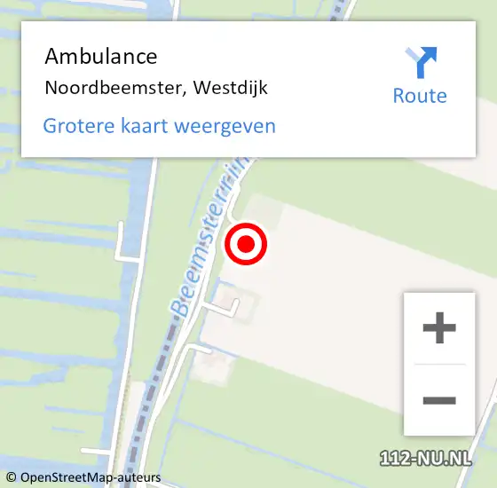 Locatie op kaart van de 112 melding: Ambulance Noordbeemster, Westdijk op 24 juni 2022 14:17
