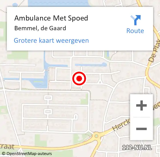 Locatie op kaart van de 112 melding: Ambulance Met Spoed Naar Bemmel, de Gaard op 24 juni 2022 14:26