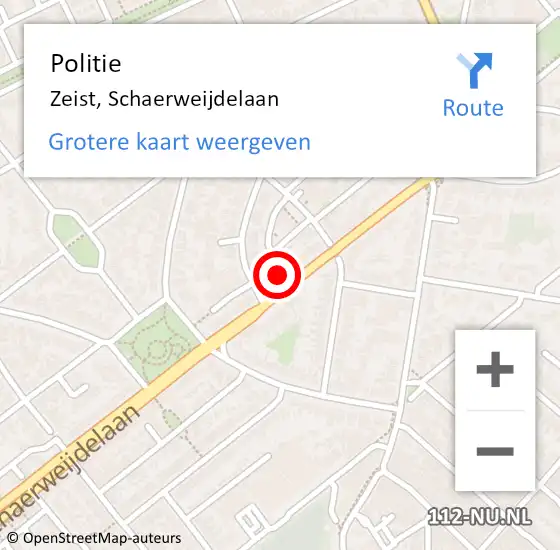 Locatie op kaart van de 112 melding: Politie Zeist, Schaerweijdelaan op 24 juni 2022 17:49