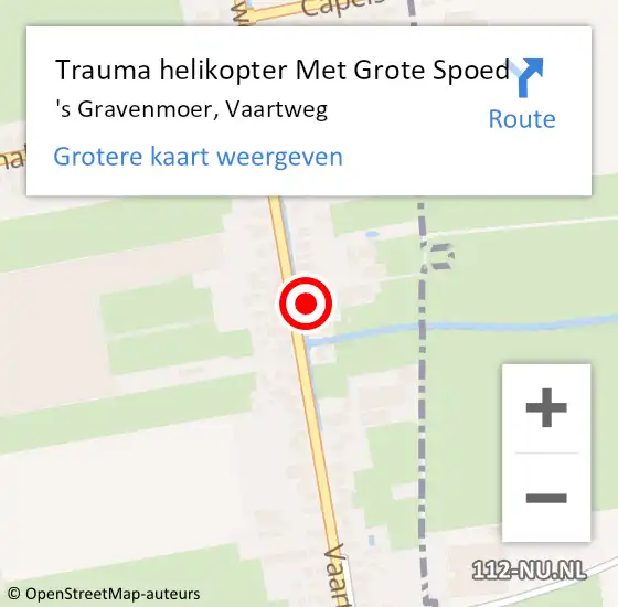 Locatie op kaart van de 112 melding: Trauma helikopter Met Grote Spoed Naar 's Gravenmoer, Vaartweg op 24 juni 2022 18:50