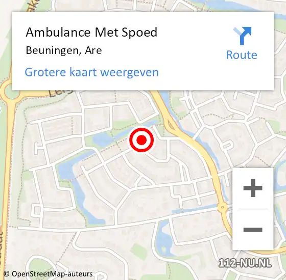 Locatie op kaart van de 112 melding: Ambulance Met Spoed Naar Beuningen, Are op 24 juni 2022 19:08