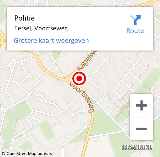 Locatie op kaart van de 112 melding: Politie Eersel, Voortseweg op 24 juni 2022 22:39