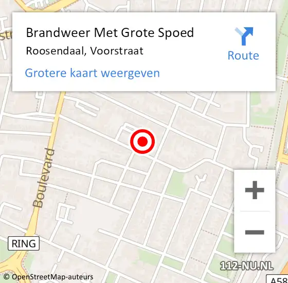 Locatie op kaart van de 112 melding: Brandweer Met Grote Spoed Naar Roosendaal, Voorstraat op 24 juni 2022 23:02