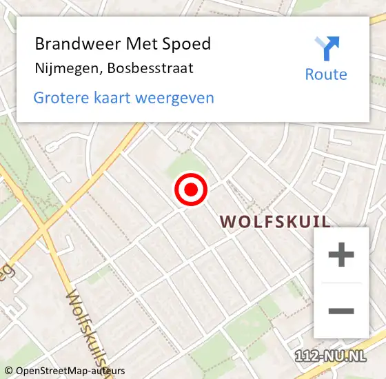 Locatie op kaart van de 112 melding: Brandweer Met Spoed Naar Nijmegen, Bosbesstraat op 24 juni 2022 23:14