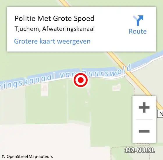 Locatie op kaart van de 112 melding: Politie Met Grote Spoed Naar Tjuchem, Afwateringskanaal op 25 juni 2022 00:39