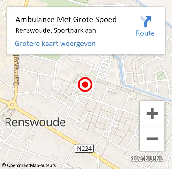 Locatie op kaart van de 112 melding: Ambulance Met Grote Spoed Naar Renswoude, Sportparklaan op 25 juni 2022 00:52