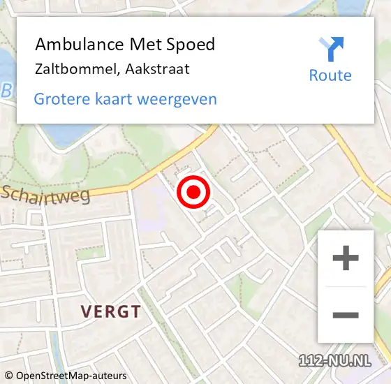 Locatie op kaart van de 112 melding: Ambulance Met Spoed Naar Zaltbommel, Aakstraat op 25 juni 2022 02:19