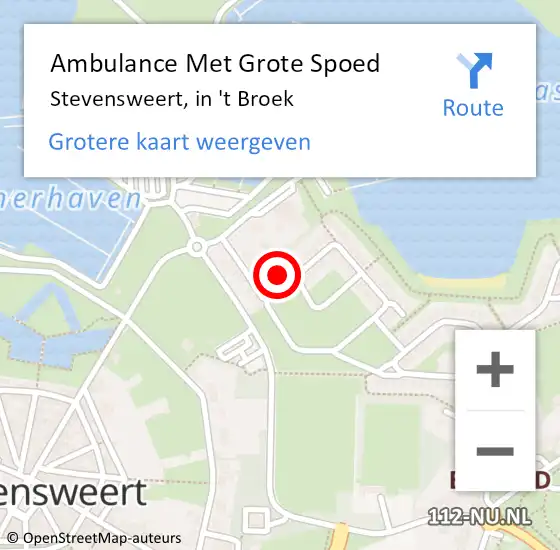 Locatie op kaart van de 112 melding: Ambulance Met Grote Spoed Naar Stevensweert, in 't Broek op 25 juni 2022 06:52