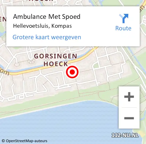 Locatie op kaart van de 112 melding: Ambulance Met Spoed Naar Hellevoetsluis, Kompas op 25 juni 2022 10:03