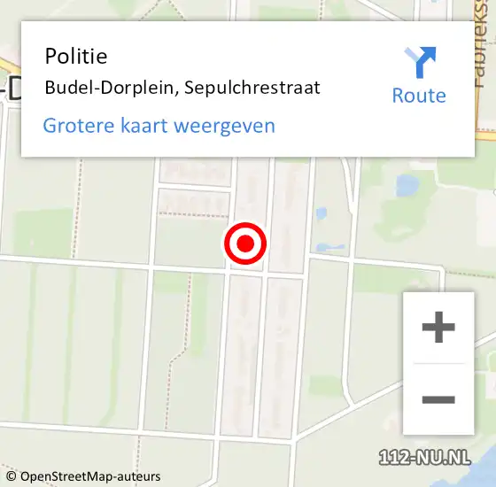 Locatie op kaart van de 112 melding: Politie Budel-Dorplein, Sepulchrestraat op 25 juni 2022 10:31
