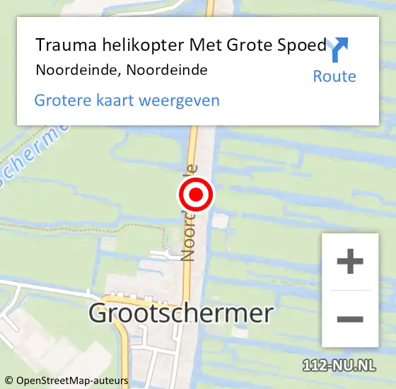 Locatie op kaart van de 112 melding: Trauma helikopter Met Grote Spoed Naar Noordeinde, Noordeinde op 25 juni 2022 10:59