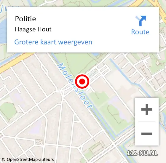 Locatie op kaart van de 112 melding: Politie Haagse Hout op 25 juni 2022 11:53
