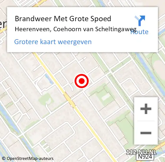 Locatie op kaart van de 112 melding: Brandweer Met Grote Spoed Naar Heerenveen, Coehoorn van Scheltingaweg op 25 juni 2022 14:14