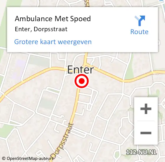 Locatie op kaart van de 112 melding: Ambulance Met Spoed Naar Enter, Dorpsstraat op 25 juni 2022 15:42