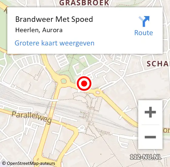Locatie op kaart van de 112 melding: Brandweer Met Spoed Naar Heerlen, Aurora op 25 juni 2022 16:06