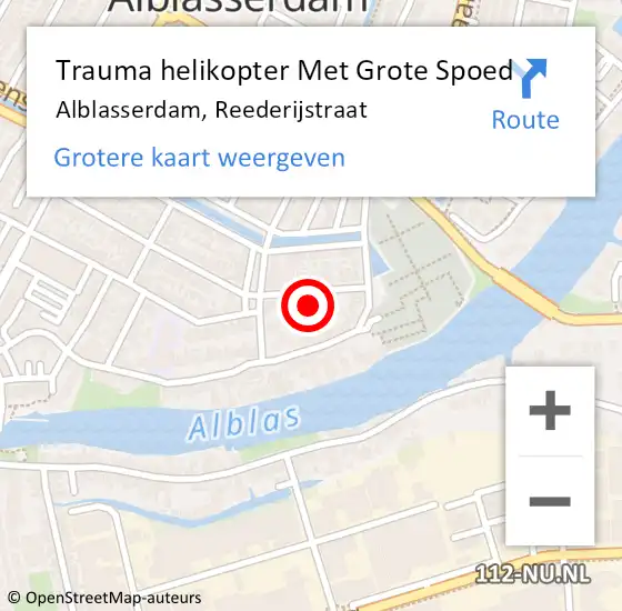 Locatie op kaart van de 112 melding: Trauma helikopter Met Grote Spoed Naar Alblasserdam, Reederijstraat op 25 juni 2022 20:20