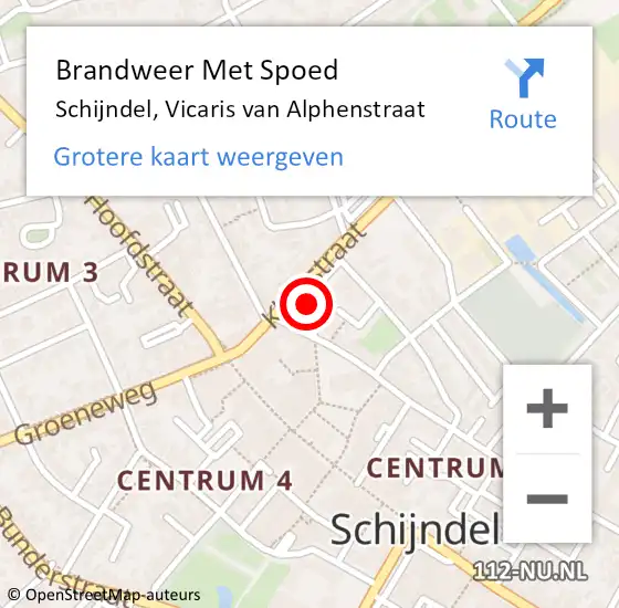 Locatie op kaart van de 112 melding: Brandweer Met Spoed Naar Schijndel, Vicaris van Alphenstraat op 26 juni 2022 00:53