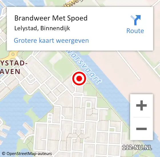 Locatie op kaart van de 112 melding: Brandweer Met Spoed Naar Lelystad, Binnendijk op 26 juni 2022 02:12