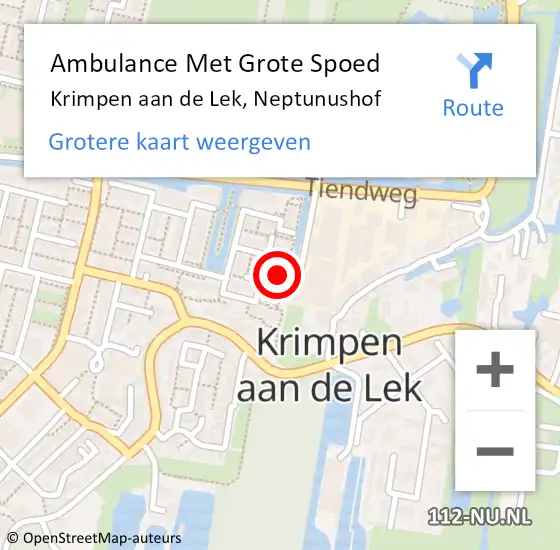 Locatie op kaart van de 112 melding: Ambulance Met Grote Spoed Naar Krimpen aan de Lek, Neptunushof op 26 juni 2022 07:32
