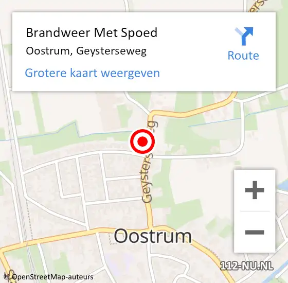 Locatie op kaart van de 112 melding: Brandweer Met Spoed Naar Oostrum, Geysterseweg op 26 juni 2022 08:12
