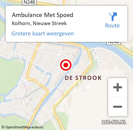 Locatie op kaart van de 112 melding: Ambulance Met Spoed Naar Kolhorn, Nieuwe Streek op 26 juni 2022 10:18