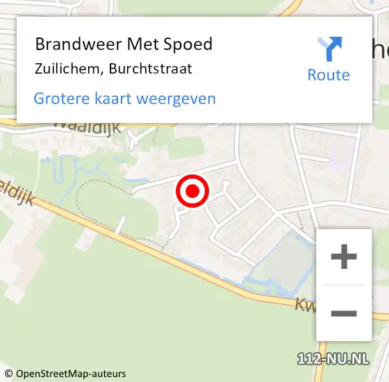 Locatie op kaart van de 112 melding: Brandweer Met Spoed Naar Zuilichem, Burchtstraat op 26 juni 2022 10:21