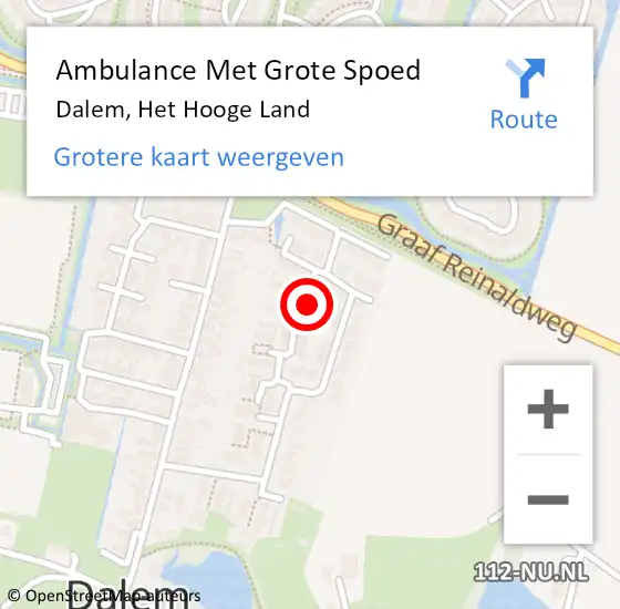 Locatie op kaart van de 112 melding: Ambulance Met Grote Spoed Naar Dalem, Het Hooge Land op 26 juni 2022 10:23