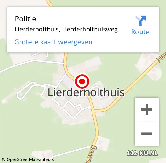 Locatie op kaart van de 112 melding: Politie Lierderholthuis, Lierderholthuisweg op 26 juni 2022 10:51