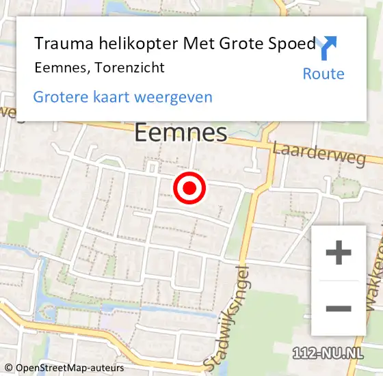 Locatie op kaart van de 112 melding: Trauma helikopter Met Grote Spoed Naar Eemnes, Torenzicht op 26 juni 2022 11:03