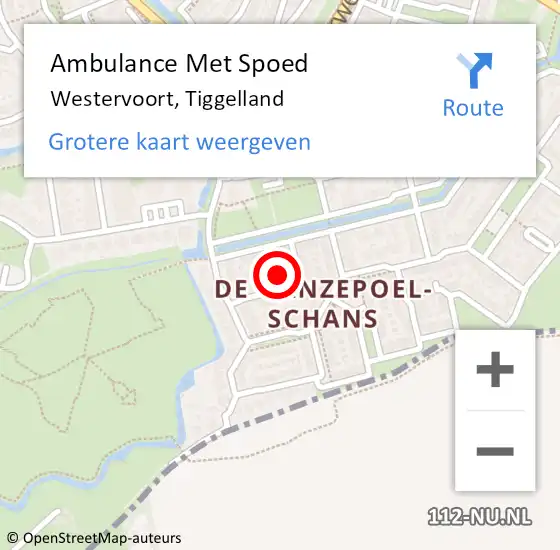 Locatie op kaart van de 112 melding: Ambulance Met Spoed Naar Westervoort, Tiggelland op 26 juni 2022 11:52