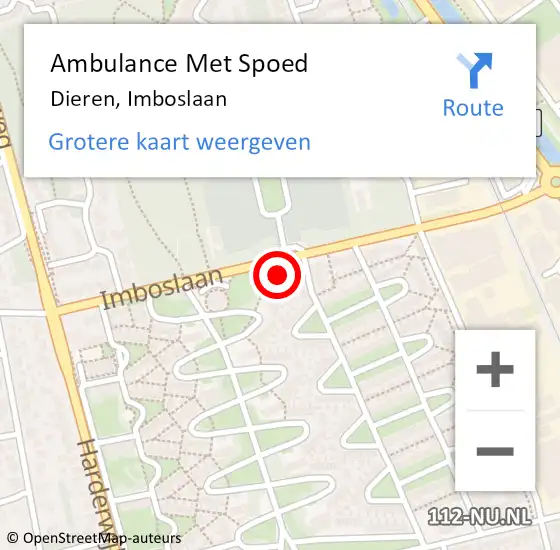 Locatie op kaart van de 112 melding: Ambulance Met Spoed Naar Dieren, Imboslaan op 26 juni 2022 13:01