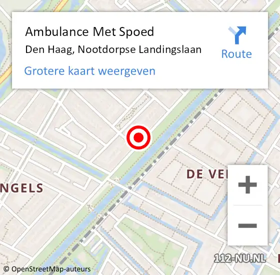 Locatie op kaart van de 112 melding: Ambulance Met Spoed Naar Den Haag, Nootdorpse Landingslaan op 26 juni 2022 13:43