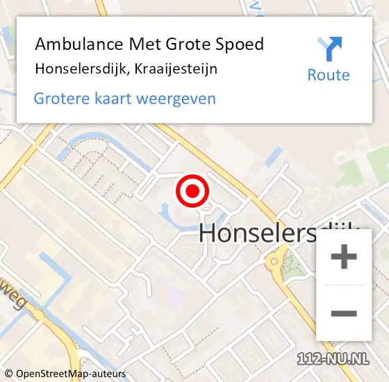 Locatie op kaart van de 112 melding: Ambulance Met Grote Spoed Naar Honselersdijk, Kraaijesteijn op 26 juni 2022 14:29