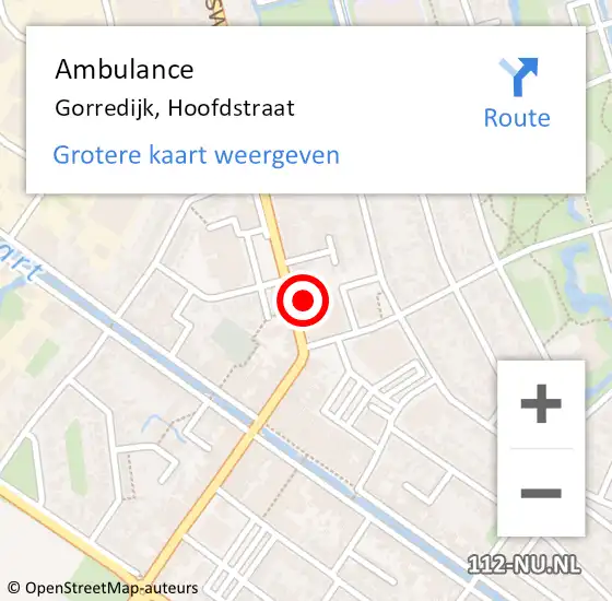 Locatie op kaart van de 112 melding: Ambulance Gorredijk, Hoofdstraat op 26 juni 2022 15:13